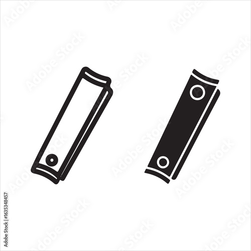 Simple outline and solid icons of nail clippers