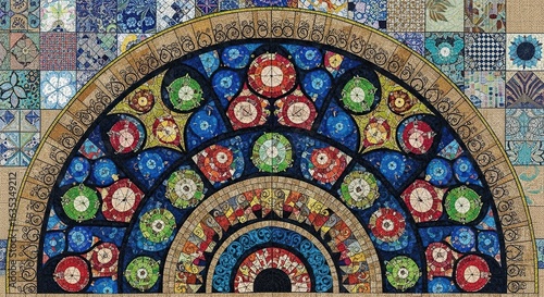 Wallpaper Mural Colorful circular design composed of various mosaic patterns. Torontodigital.ca