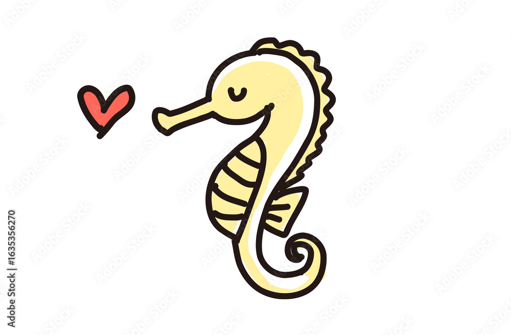 Fototapeta premium 可愛い手書きイラスト タツノオトシゴ