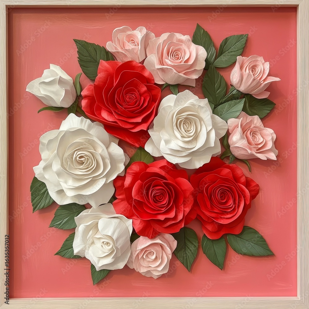 Obraz premium A vibrant arrangement of sculpted roses.
