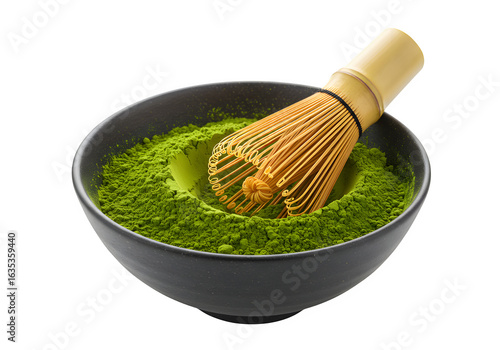 Wallpaper Mural Japanese matcha tea powder with traditional bamboo whisk, ideal for tea, organic, and Asian culture designs. isolated on white or transparent background. PNG format. Torontodigital.ca