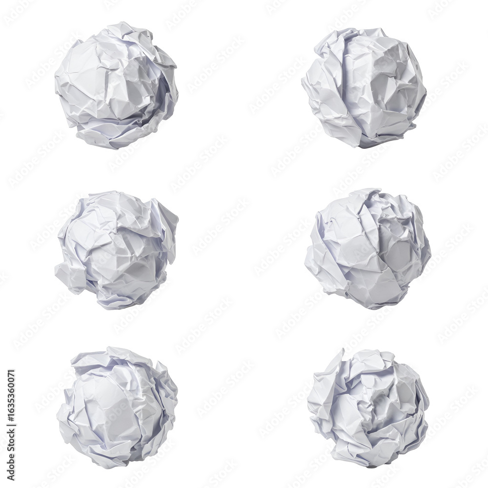 Naklejka premium Abstract Photo of Crumpled White Paper Balls Isolated on Black Background