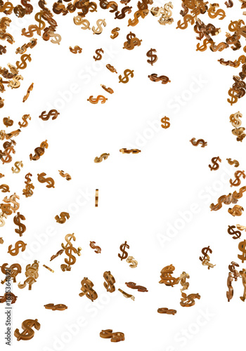 Abstract Illustration of Floating Golden Dollar Symbols on Black Background