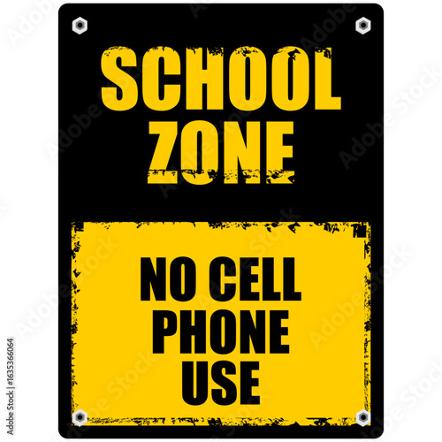 School zone, no cell phone use, sign vector