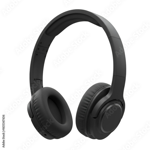 Black Wireless Headphones Isolated On Transparent Background Photo Realistic