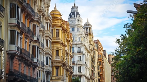 Wallpaper Mural Colorful European city buildings line a street Torontodigital.ca