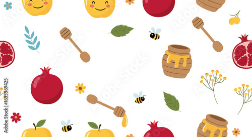 Sweet blessings of a joyful harvest with apples honey and pomegranates celebrating abundance and tradition