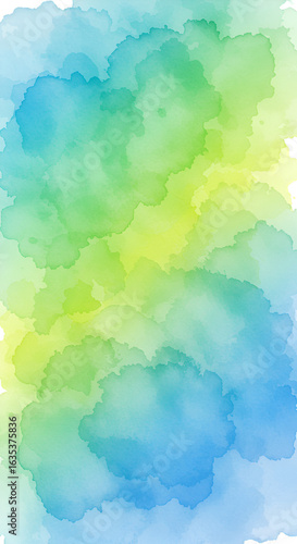 Abstract Watercolor Splash Illustration With Blue Green and Yellow Tones