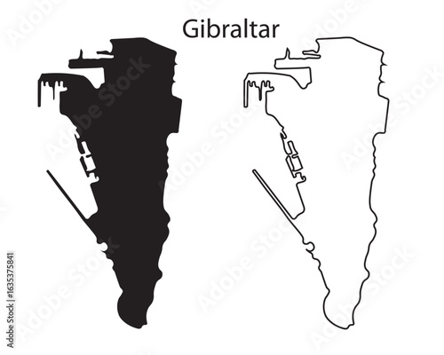 Simple Gibraltar map silhouette vector. Clean black outline of this small European territory, ideal for prints, infographics, and design use