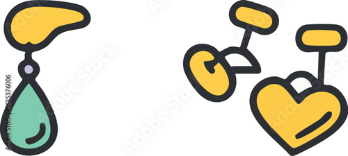 Set of colorful cartoon style earrings.