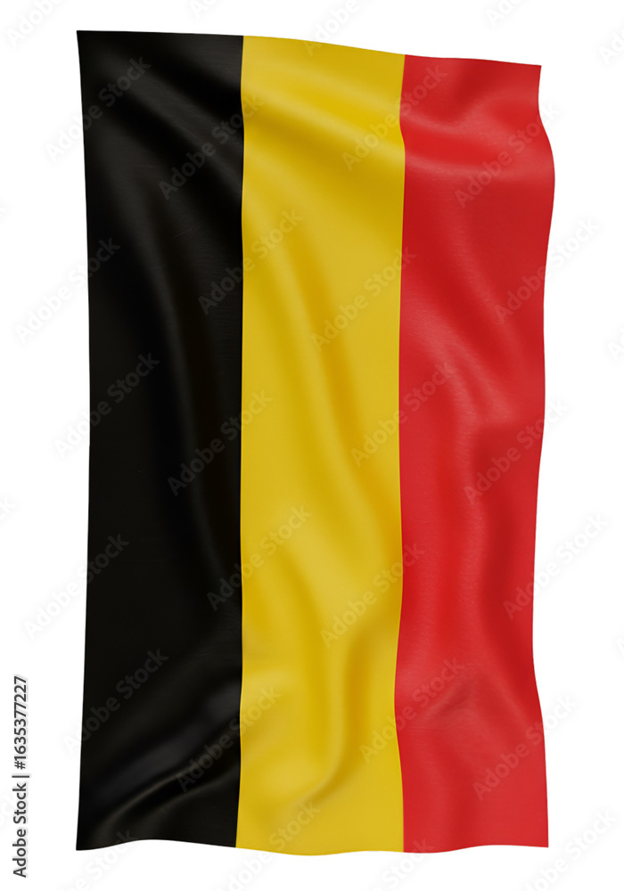 Fototapeta premium Belgium Flag Vertical Composition With Red Yellow Black Colors on Transparent Background