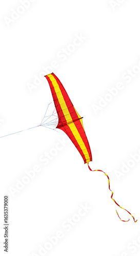 Colorful Kite Flying Against A Black Abstract Isolated Transparent Background