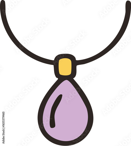 Simple Purple Pendant Necklace Illustration.