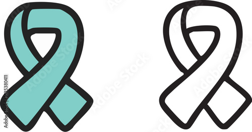 Teal awareness ribbon icon for cancer and disease support.