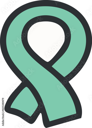 Teal Ribbon for Awareness Symbol.
