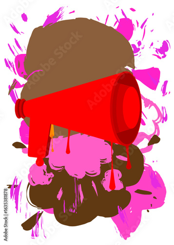 Megaphone graffiti. Abstract modern street art decoration performed in urban painting style.
