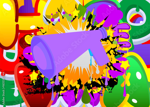 Megaphone graffiti. Abstract modern street art decoration performed in urban painting style.