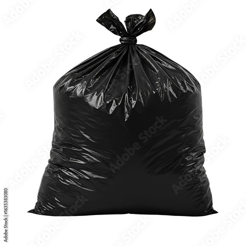 Black Plastic Garbage Bag Isolated on Transparent Background Photo