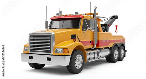 Yellow tow truck isolated on white background