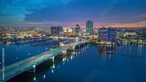 aerial view of Flagler Memorial Bridge and West palm Beach