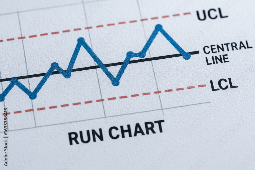 Run chart graph quality control in manufacturing processes helps monitor data trends and maintain standards for consistent production results Run chart graph quality control in manufacturing processes helps monitor data trends and maintain standards for consistent production results