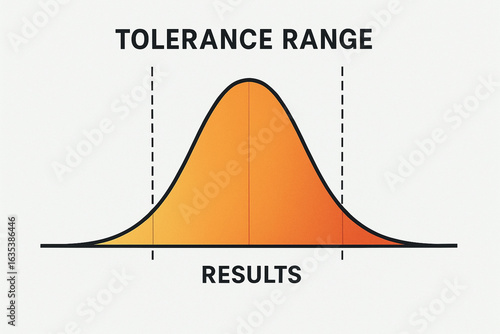 Tolerance range and results graph illustrate quality control in manufacturing processes ensuring consistent product standards