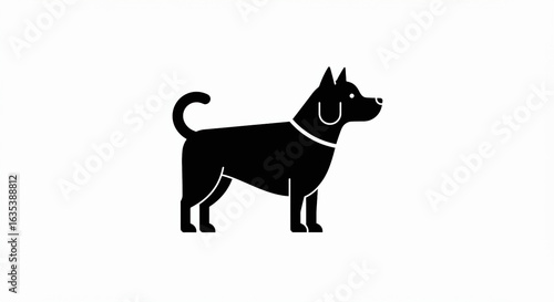 Minimalist Black Silhouette of a Dog: Elegant Canine Vector Graphic.