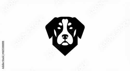 Stylish Black and White Dog Head Logo Design.