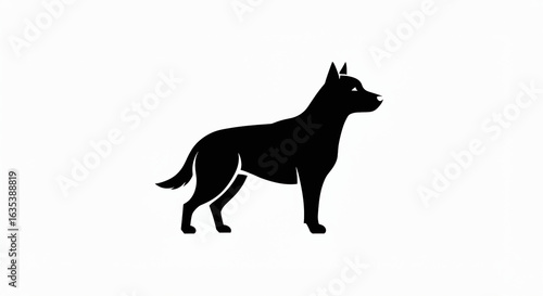 Elegant Black Silhouette of a Dog: Minimalist Canine Profile Design.