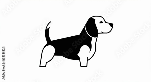 Simple Silhouette of a Beagle Dog Profile View.