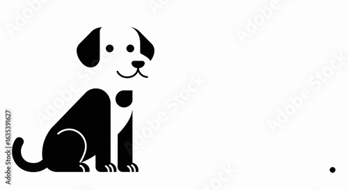 Simple Silhouette of a Dog Profile View Minimalist Style.