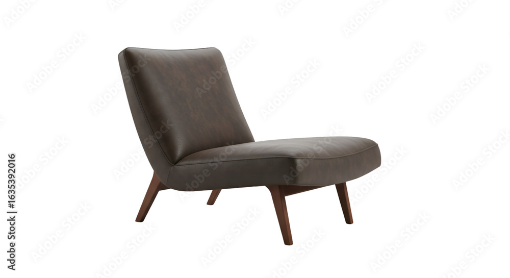 Fototapeta premium Brown Leather Chair Isolated On Transparent Background 3d Render