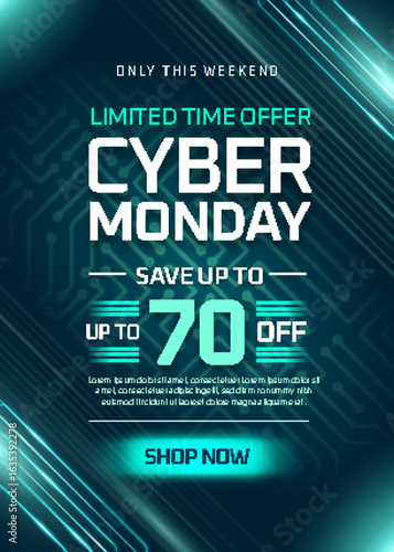 Special offer Cyber Monday | Colorful Business Brochure Abstract Flyer | flyer template | Gradient Cyber Monday poster save up to 80% blue background design poster