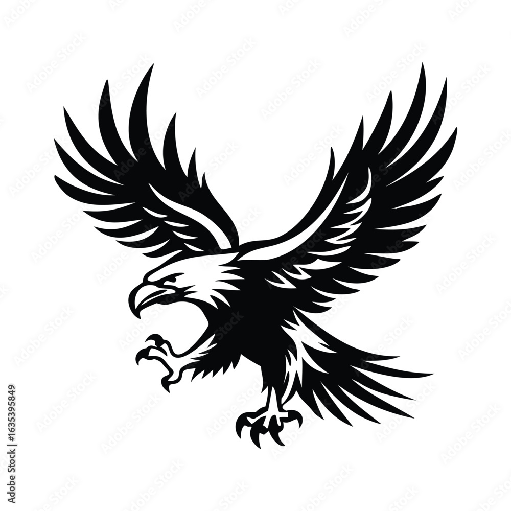 Fototapeta premium Silhouette of an eagle, silhouette of a flying bird. 