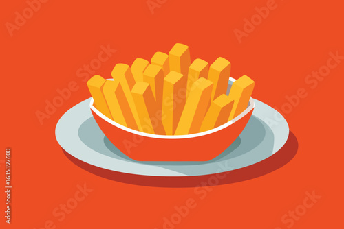 A Bowl of French Fries on a Plate Against an
