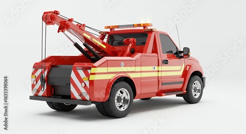 Red tow truck rear view