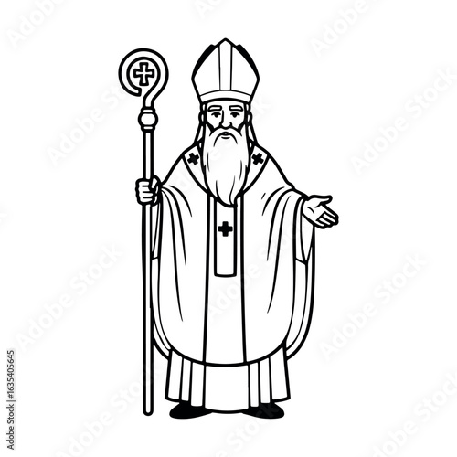 St. Patrick Clipart Icon with Pastoral Staff and Miter.
