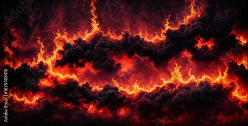 abstract fiery clouds and l...