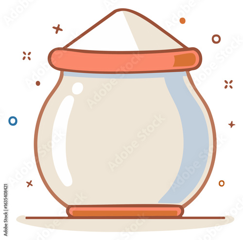Cartoon Sugar Bowl Illustration with Sweetener, Baking Ingredient, and Cooking Concept