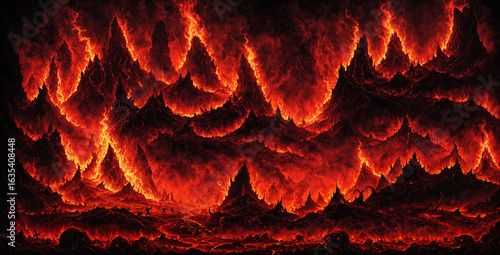 abstract hellscape with fie...