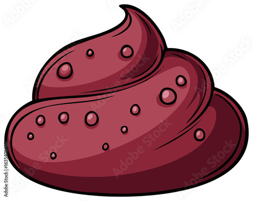 Cartoon illustration of a reddish-brown poop with bubbles, isolated