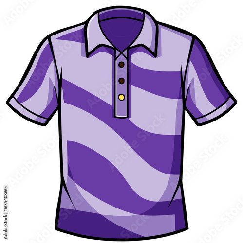 Fashionable Purple and Light Purple Wavy Striped Polo Shirt Apparel Vector Graphic