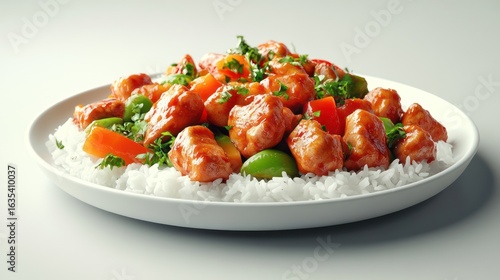 Wallpaper Mural Sweet and sour chicken over rice, studio shot, food photography, possible use in recipe or cookbook Torontodigital.ca