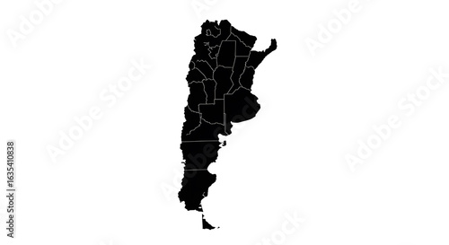 Black map Argentinas provinces detail