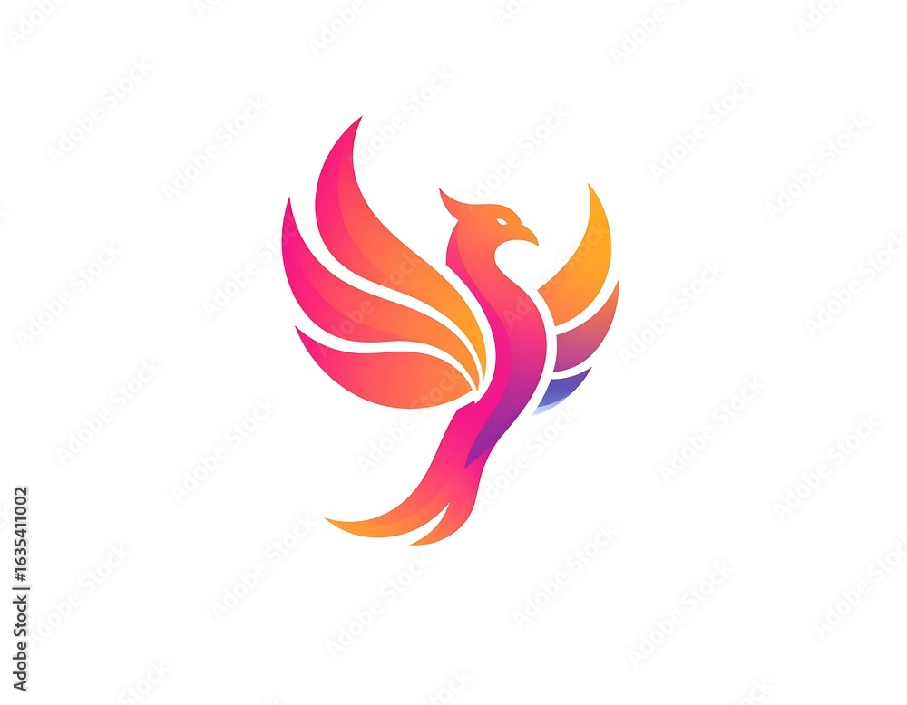 Fototapeta premium Stylized phoenix in flight, vibrant gradient colors
