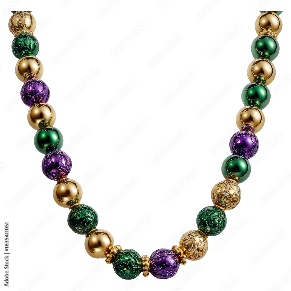 Obraz premium Isolated Colorful Beaded Necklace on Transparent Background