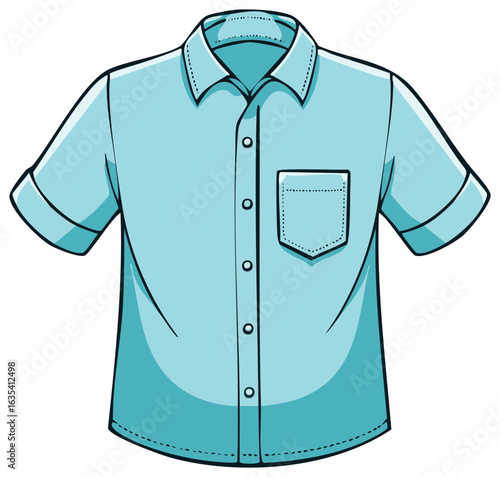 Illustration of a Short Sleeve Shirt with Pocket and Buttons on a White Background