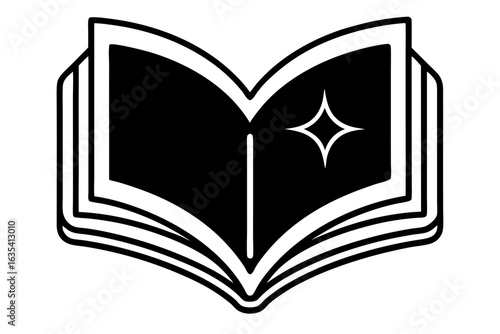 spell book silhouette vector illustration