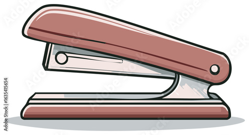 Illustration of an Office Stapler Isolated on White, a Device for Joining Sheets of Paper or Card