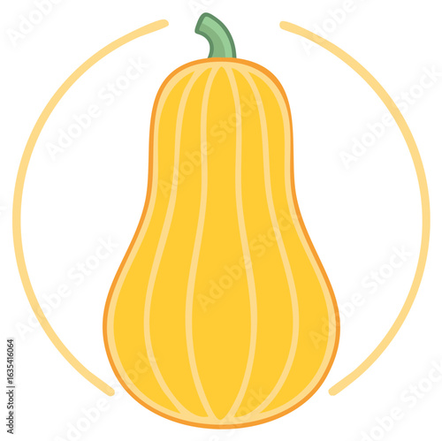 Fresh butternut squash cartoon graphic design for healthy eating and autumn harvest concepts